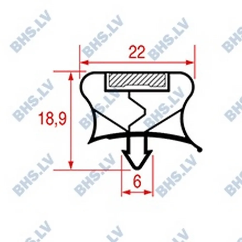 SNAP-IN GUMOS PROFILIS L1116, 2000 mm