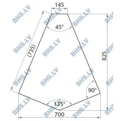 Iekšējais stūra galds 45 ar plauktu