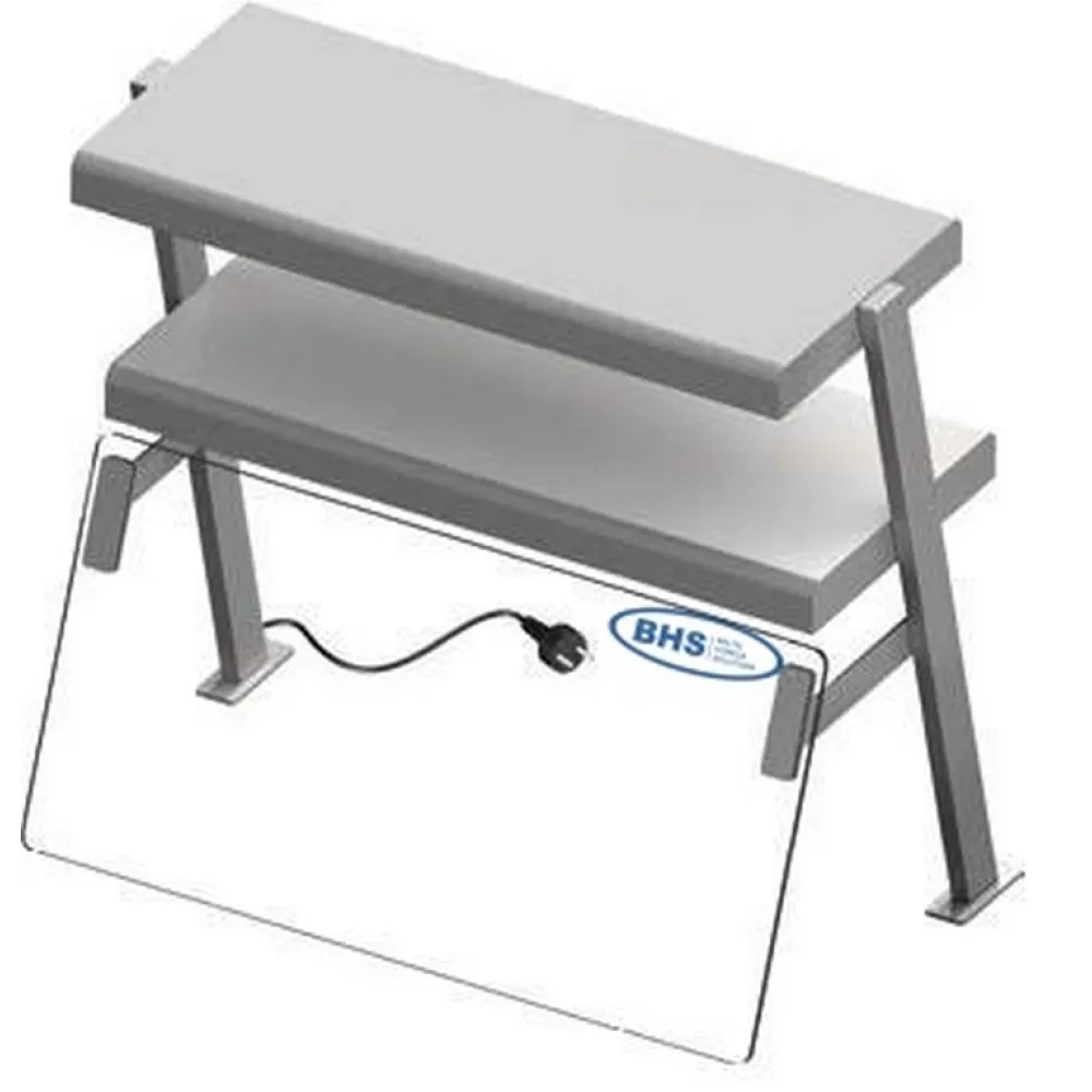 Nerūsējošā tērauda aizsargstikls ar dubulto plauktu un LED apgaismojumu