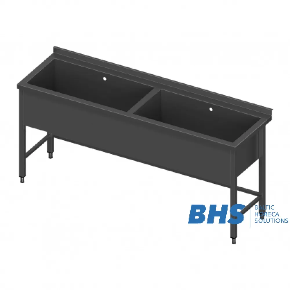 Table de plonge professionnelle en inox avec double bac