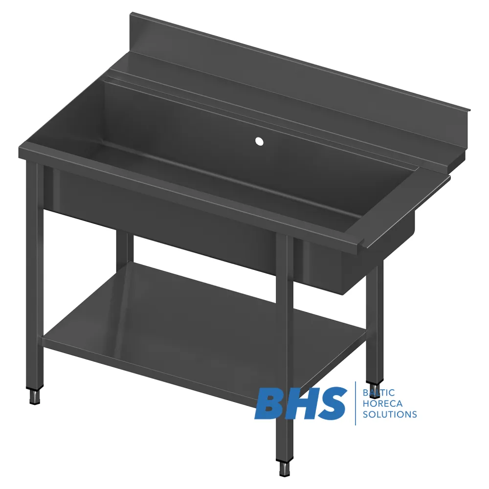 Didelis metalinis stalas indaplovei su kriaukle 1600