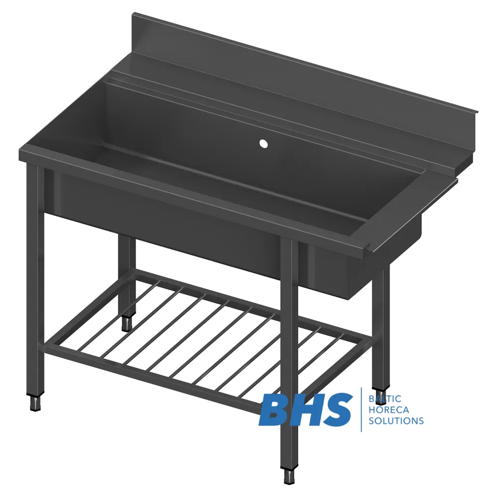 Didelis metalinis stalas indaplovei su kriaukle 1600