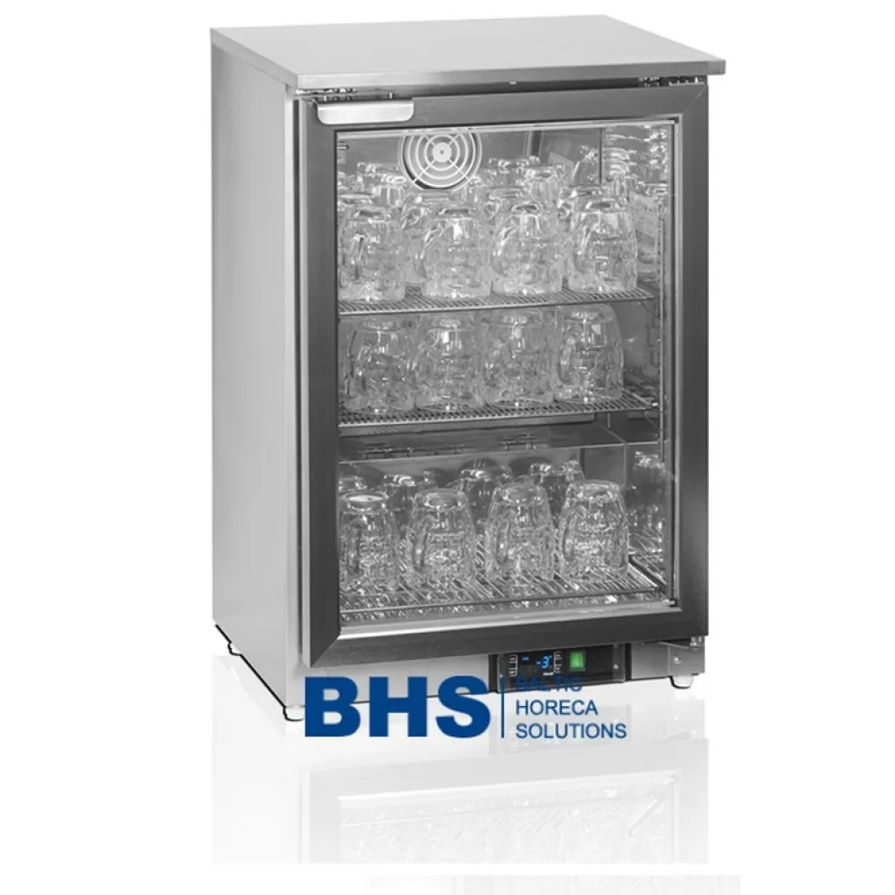 Klaasuksega Külmik 79L - Peegeldav Roostevaba Teras