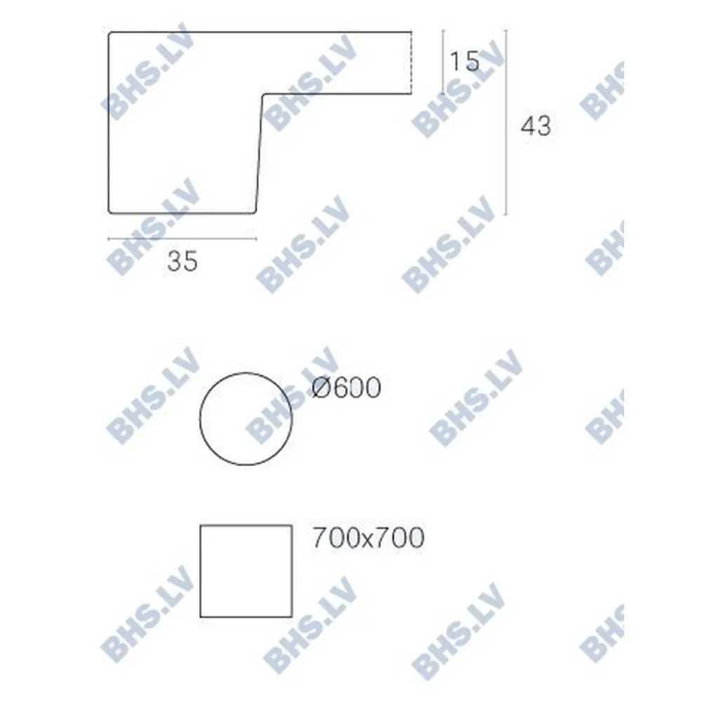 Galda virsma PET 70x70 cm
