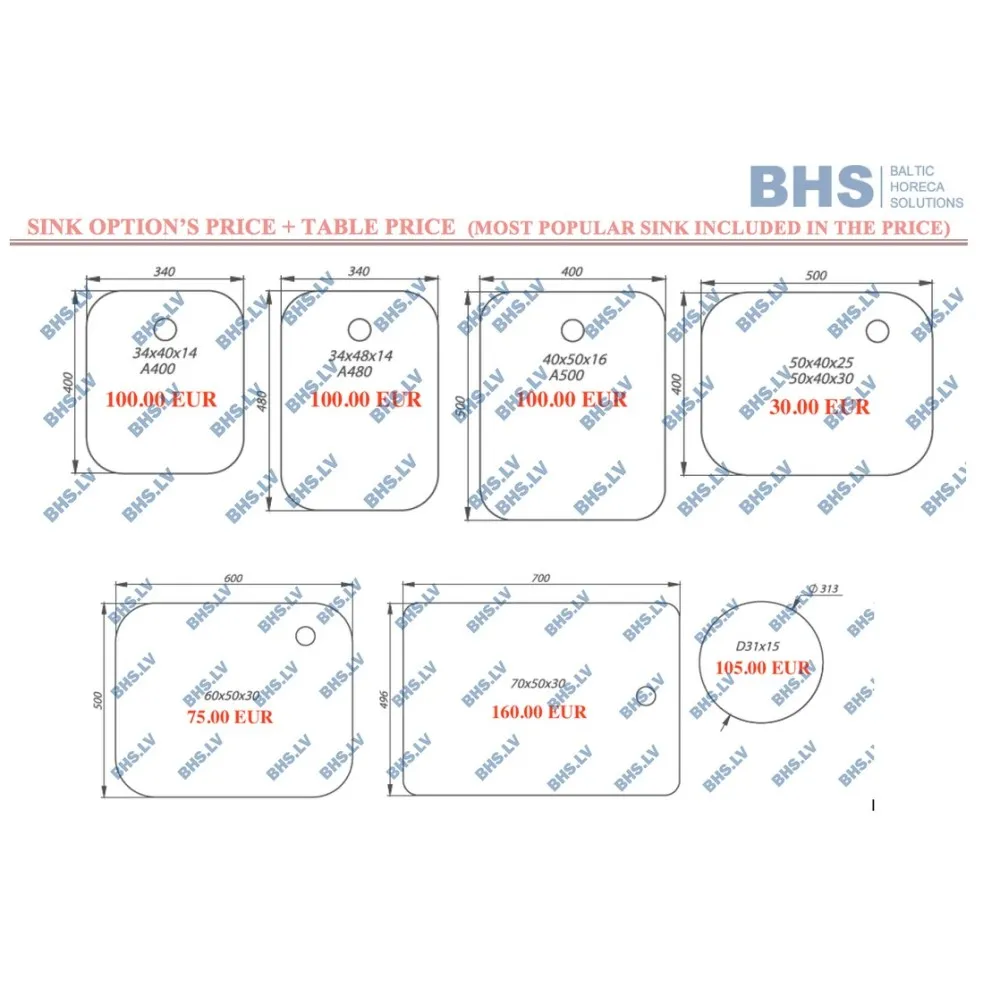 Divizlietņu nerūsējošā tērauda galds 1300mm