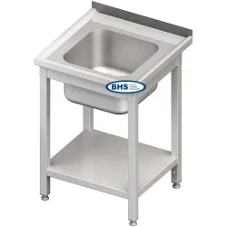 Metal table with sink and shelf 600