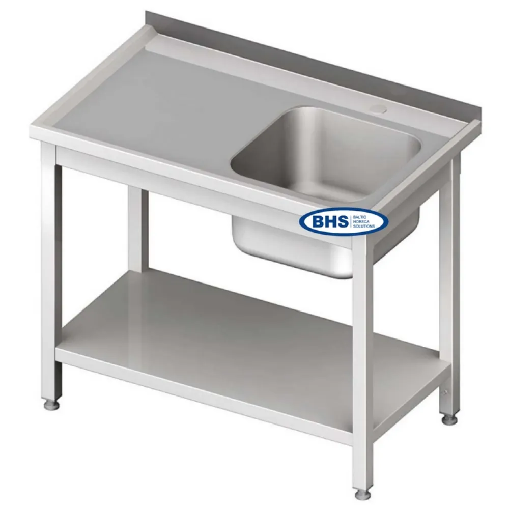 Heavy-Duty Metal Work Table with Integrated Sink and Storage Shelf