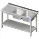 Heavy-Duty Metal Work Table with Double Sink and Storage Shelf