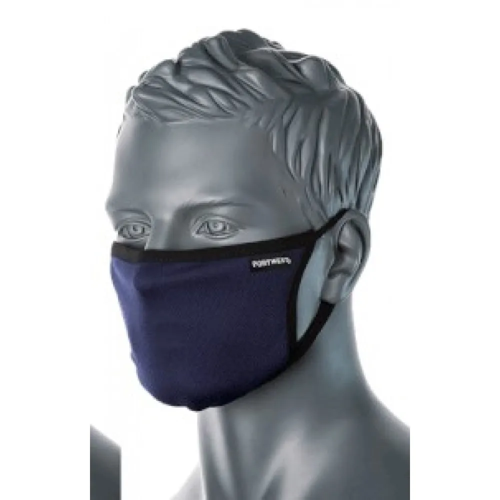 Antimicrobial 3-Layer Fabric Face Mask in Blue