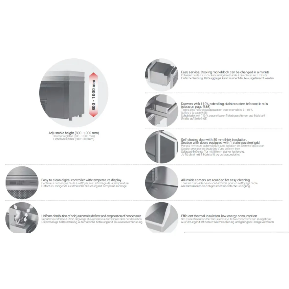 Ergonomic Refrigerated Work Table with Lift Mechanism