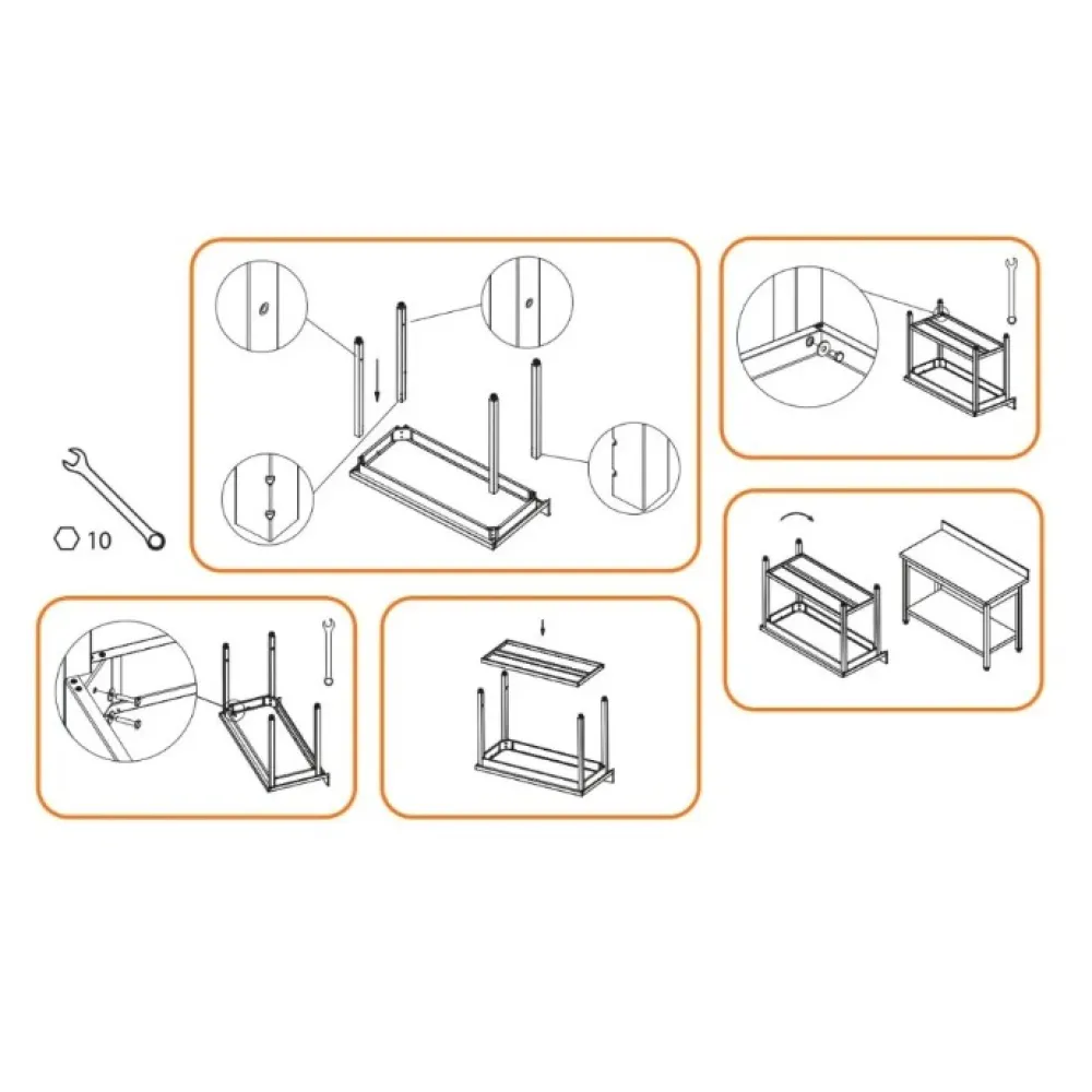 Nerūdijančio plieno stalas be lentynos su indauja 1200