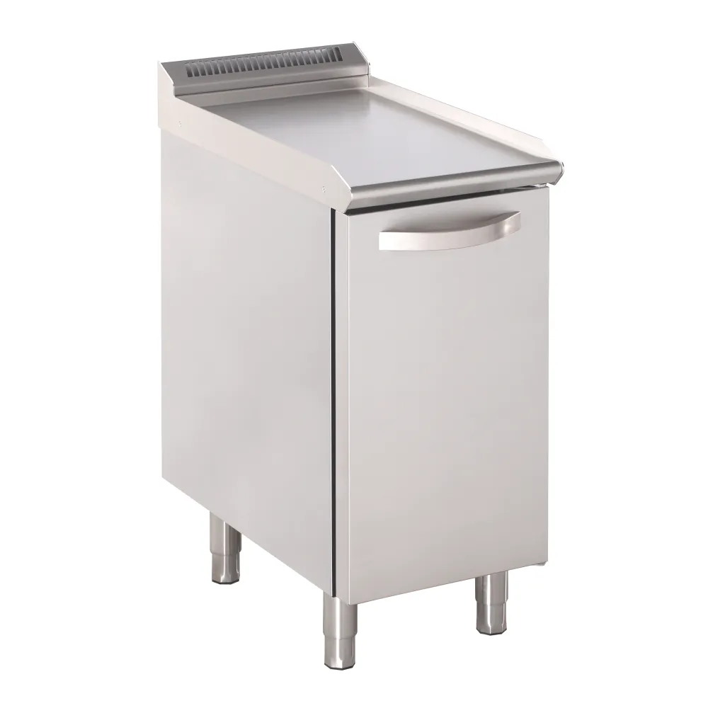 Modernus nerūdijančio plieno stalas su durimis