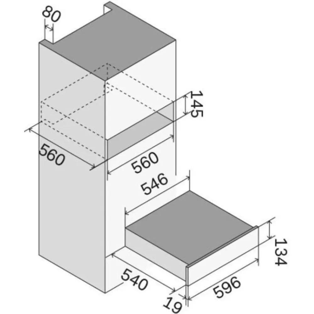 Vakuuma atvilktne ar krāsota tērauda apdari, 60 cm