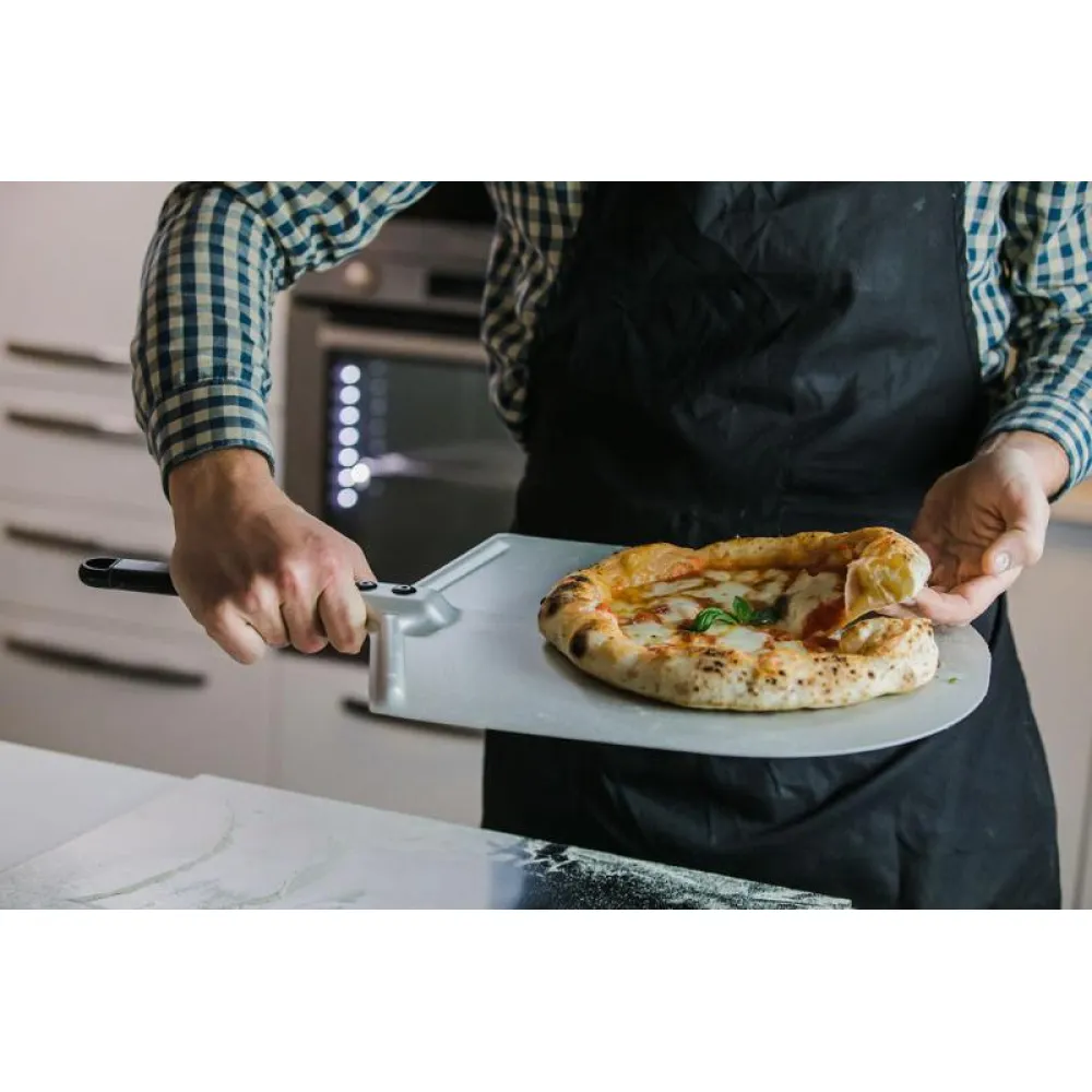 Alumīnija picu lāpstiņa ar īsu rokturi