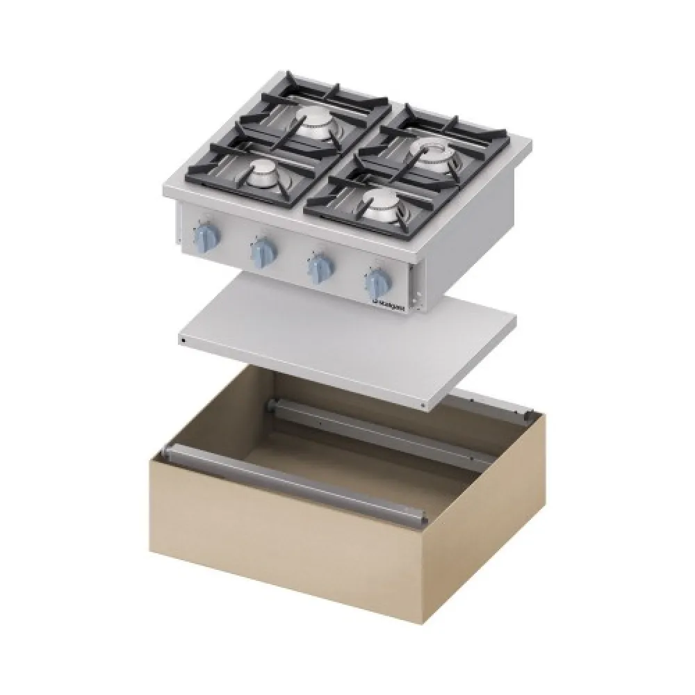 6 Degļu Gāzes Plīts ar Apakšējo Plauktu