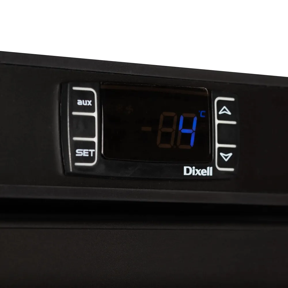 Juodas 340 litrų Šaldiklis su Stiklinėmis Durimis