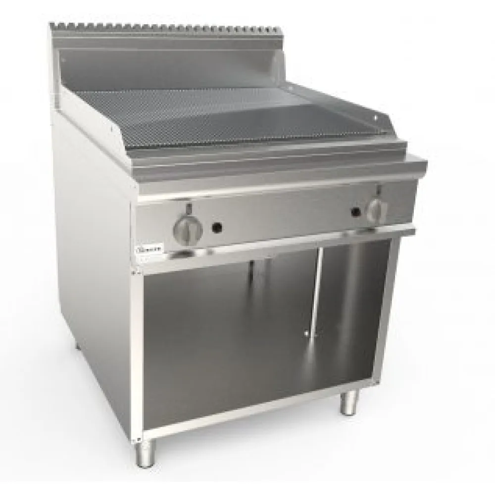 Professional Gas Ribbed Griddle with Cabinet - LADYQ 900 LQ/FTG4BARC
