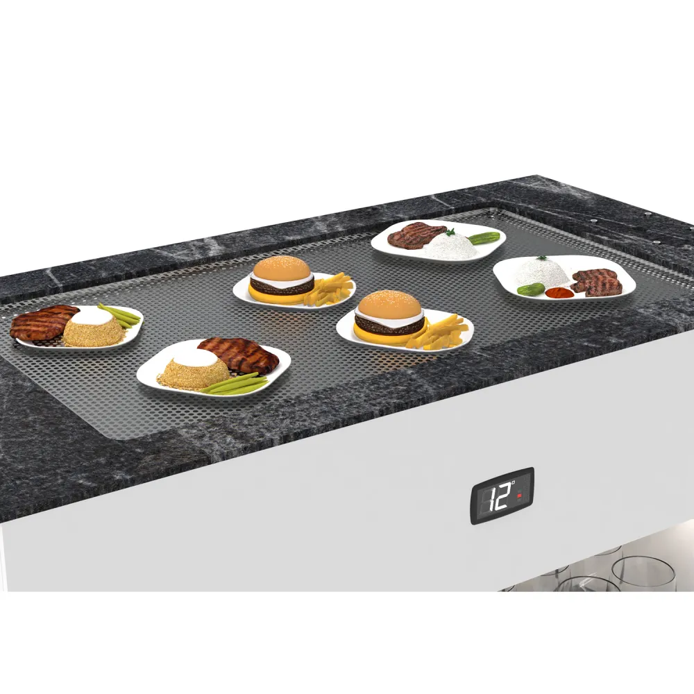 Buffet-vitrine haut de gamme avec surface chauffante