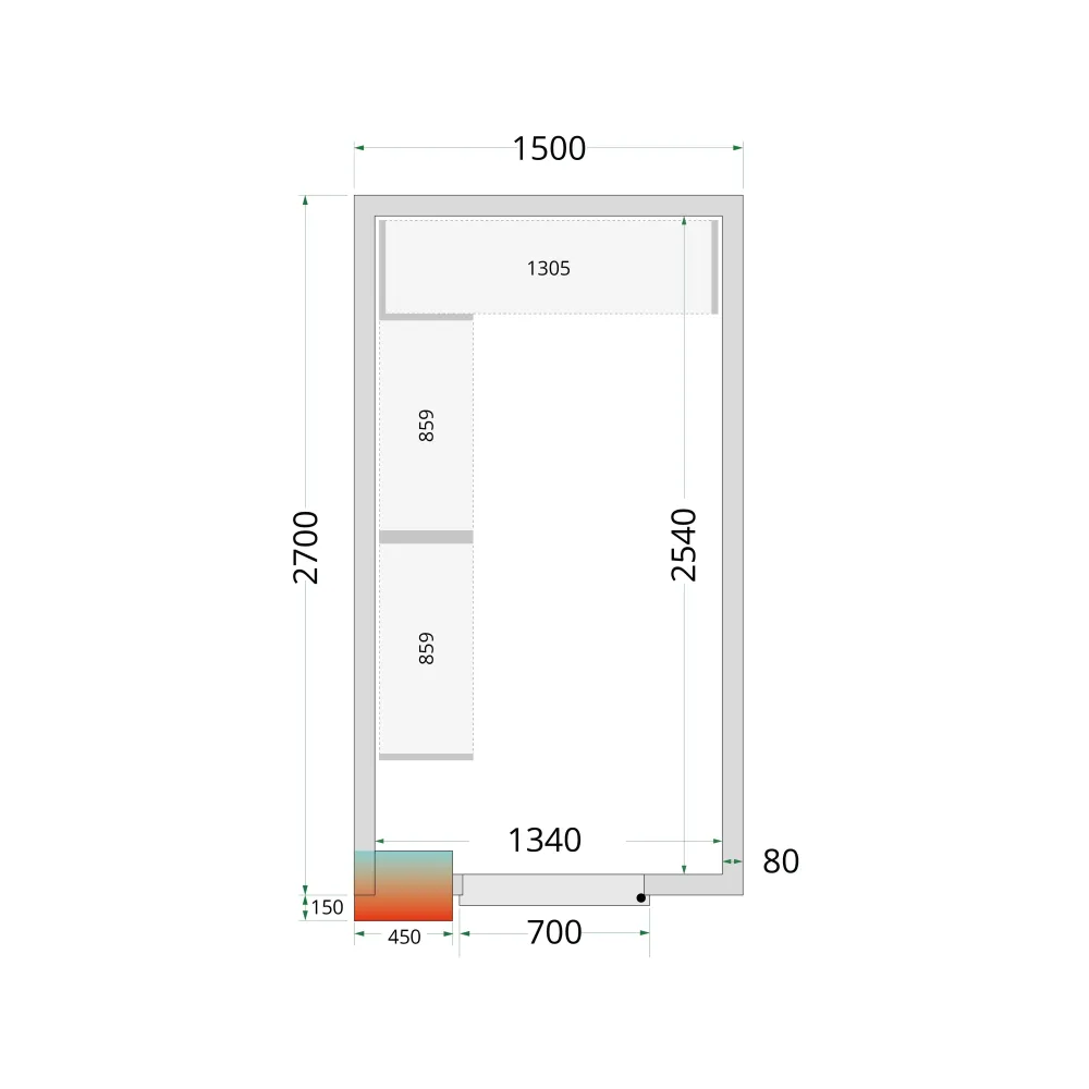 Panneaux de chambre froide standard 1500 / 2700 / 2200 mm, 80 mm