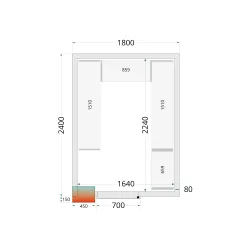 Cold room panels NF 1800 / 2400 / 2120 mm, 80 mm
