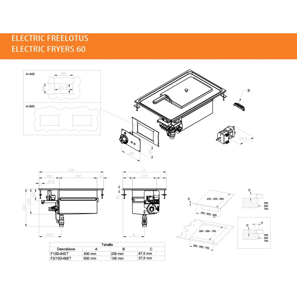 Professionaalne 10-liitrine elektriline fritüür Mod F10D-64ET