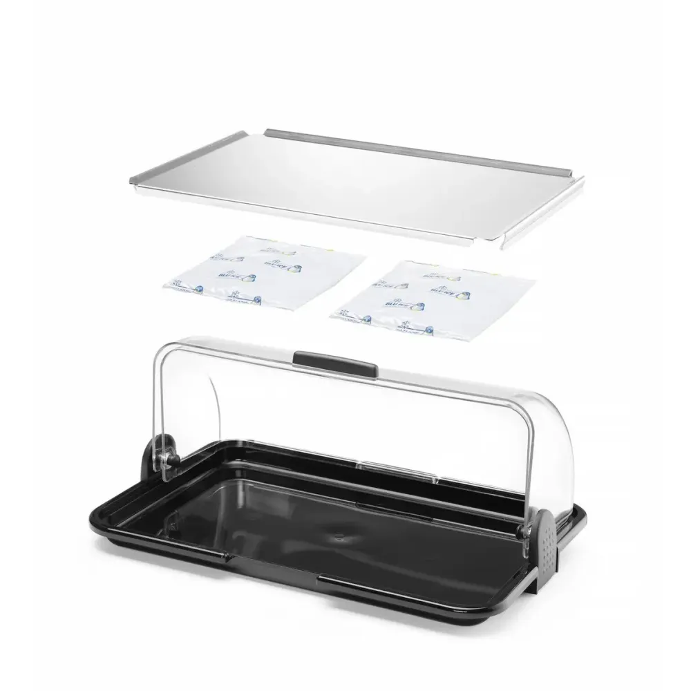 Väike rolltop-tüüpi vitriin, kahefunktsiooniline