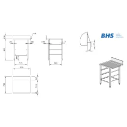 Table to dishwasher with 3 guides for dishwasher baskets 700