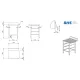 Table to dishwasher with 3 guides for dishwasher baskets 700 (BHS-BR3-70/70/90)
