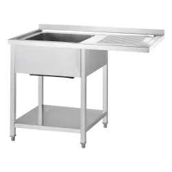 GREDIL roostevabast terasest töölaud valamuga (vasakul), riiuliga ja väljaulatuva tööpinnaga 1000 × 700 × 900 mm