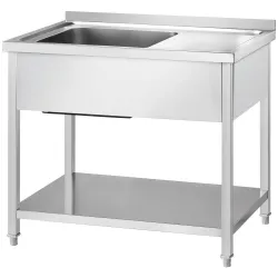 GREDIL roostevabast terasest töölaud valamu vasakul ja riiuliga 1200 × 600 × 850 mm