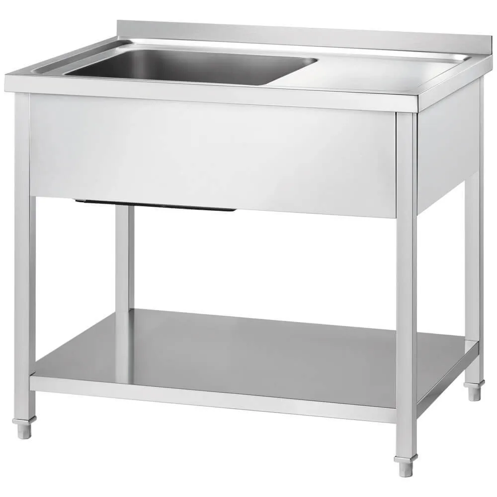 GREDIL roostevabast terasest töölaud koos valamu (vasakul) ja riiuliga 1200 × 700 × 850 mm (674127)