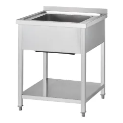 GREDIL roostevabast terasest valamu aluslaud riiuliga 600 × 600 × 850 mm
