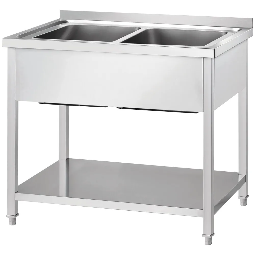 GREDIL roostevabast terasest töölaud kahe valamuga ja riiuliga 1200 × 600 × 850 mm (673726)