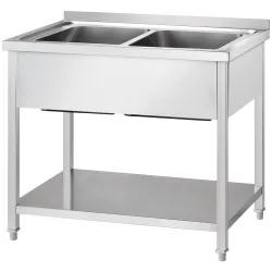 GREDIL roostevabast terasest töölaud kahe valamuga ja riiuliga 1200 × 600 × 850 mm
