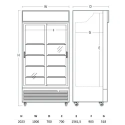 Külmik-vitriin, must, 658 l, DCC 802BW SLD