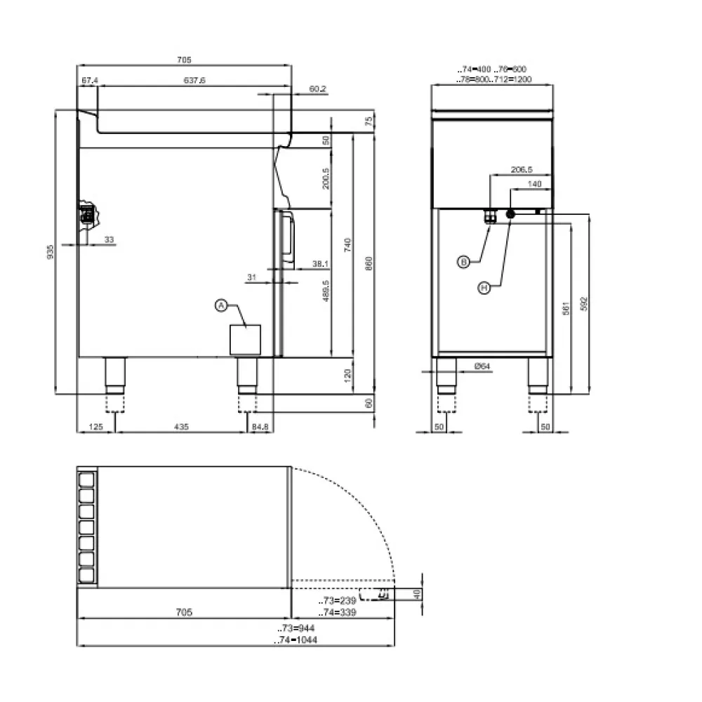Elektriline küpsetusplaat sile riiuliga Touch Screen 70 FTL-74ETTS (0806A434)