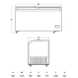 Kaupluse külmvitriin/sügavkülmik 488 L SIF500GC