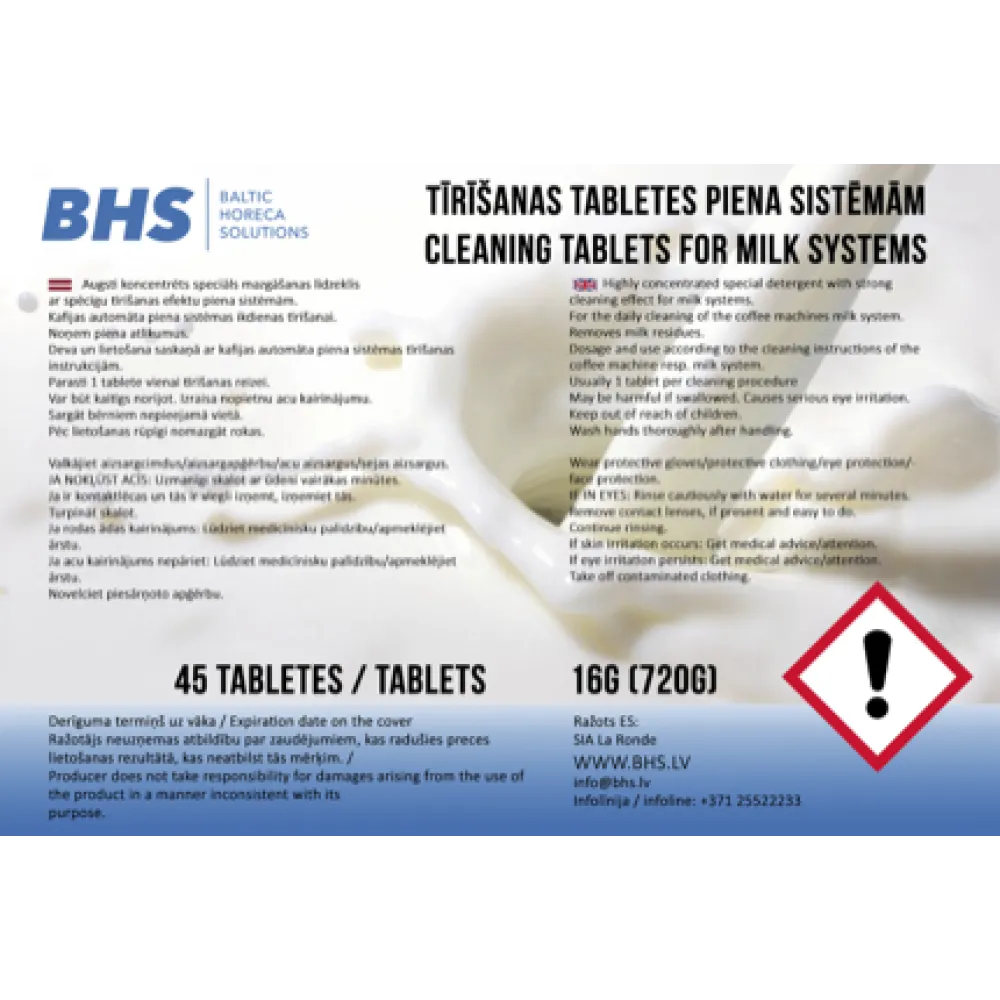 Kavos aparatų pieno sistemos valymo tabletės