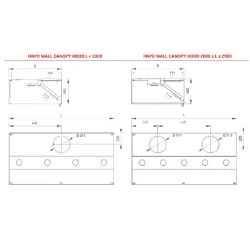Priesienis dėžutės formos ventiliacinis gaubtas su filtrais ir oro ištraukimu HNPD 800