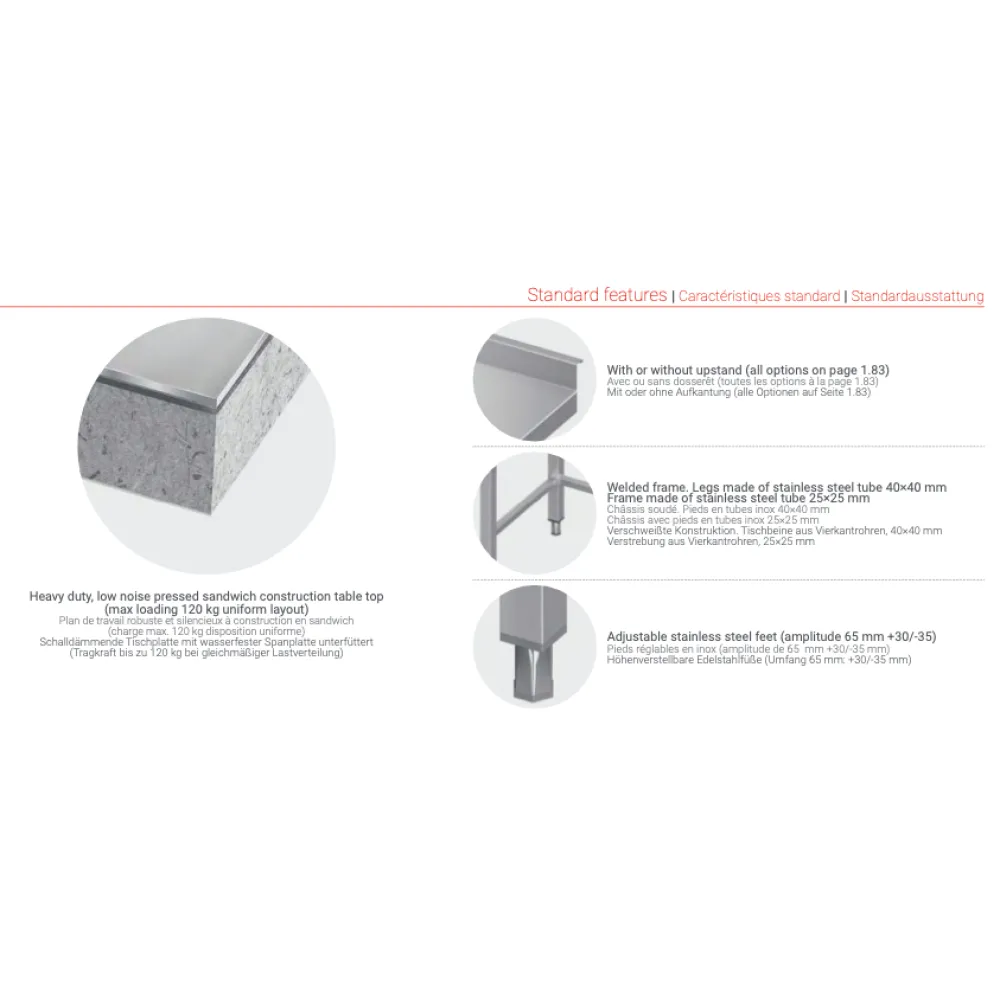 Stainless Steel Work Table with Integrated Sink and Shelf