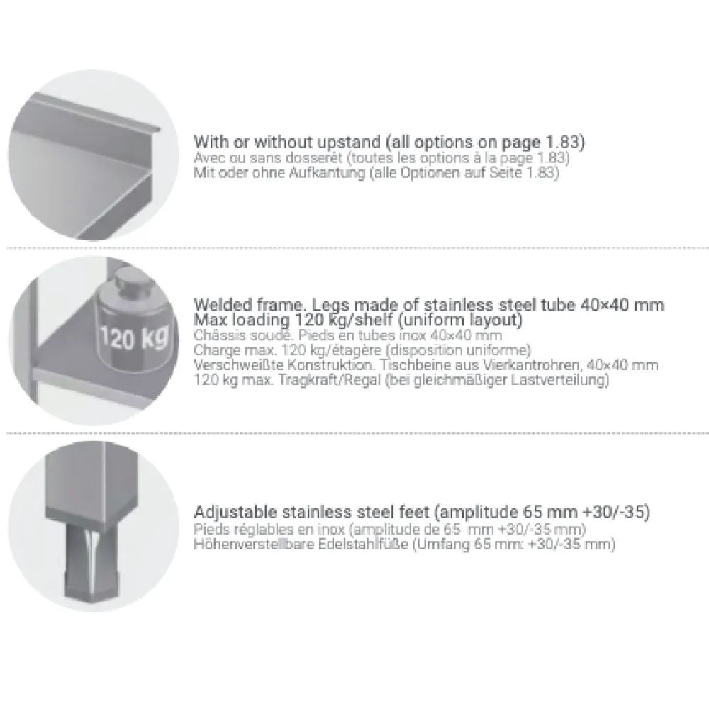 Премиум металлический стол с двумя полками