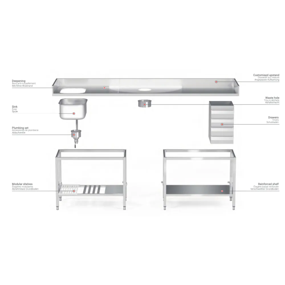 Премиум металлический стол с двумя полками
