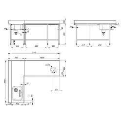 Projekts - Galds trauku mazgātuvei ar izlietni un atkritumu tvertni
