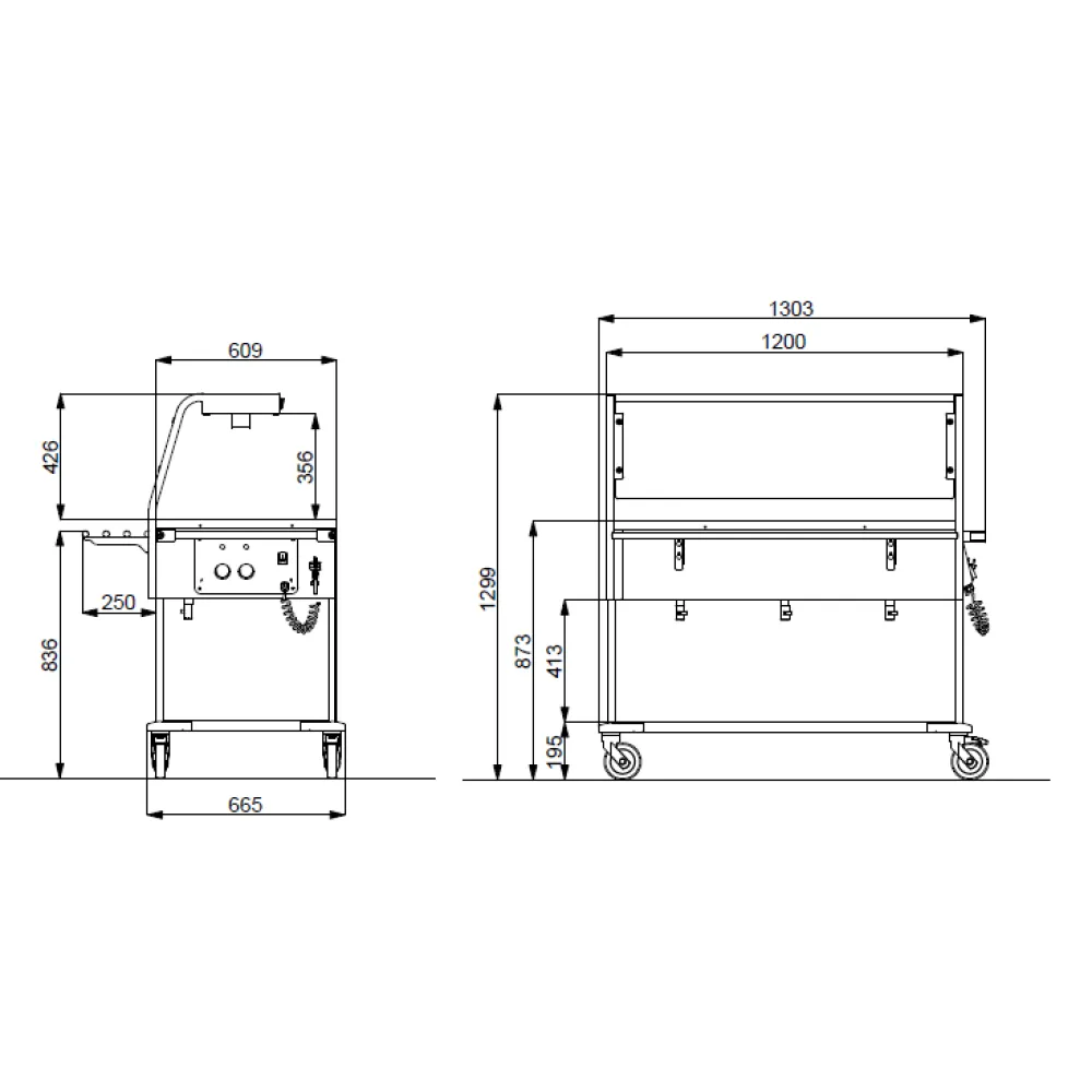 Komplekt BAIN MARIE KÄRU HALOGEENLAMPIDEGA COMPASS 3 HALO