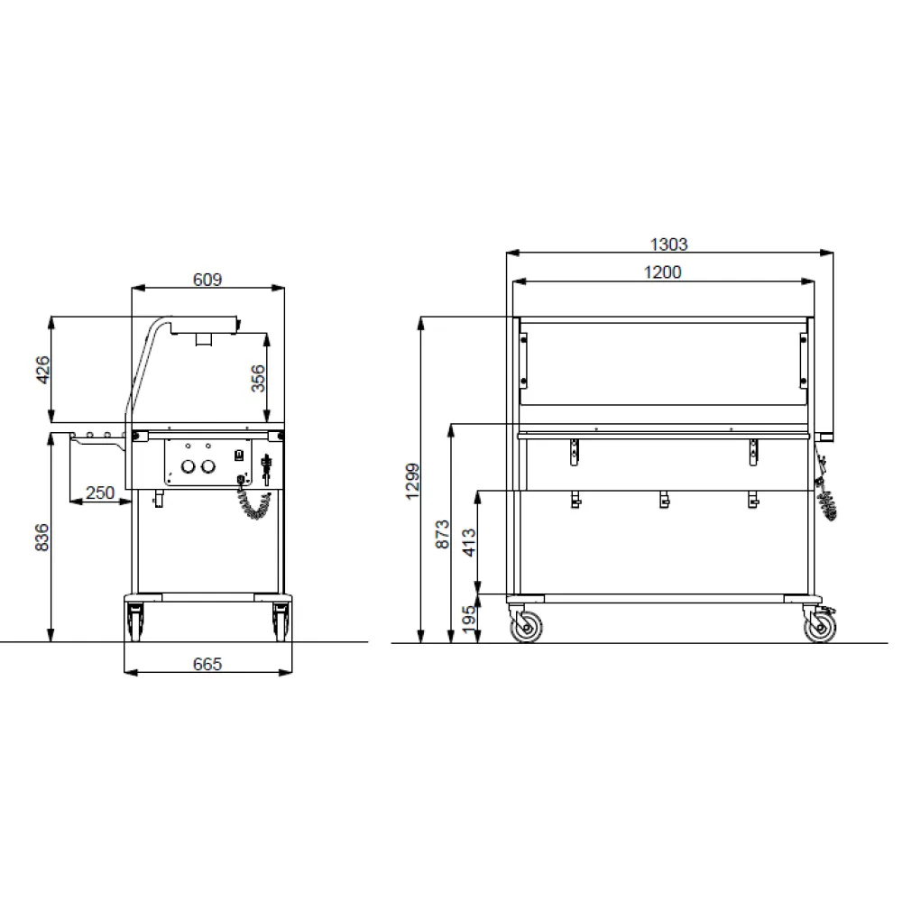 BAIN MARIE TROLLEY WITH LED LIGHTING COMPASS 3 LED SEP