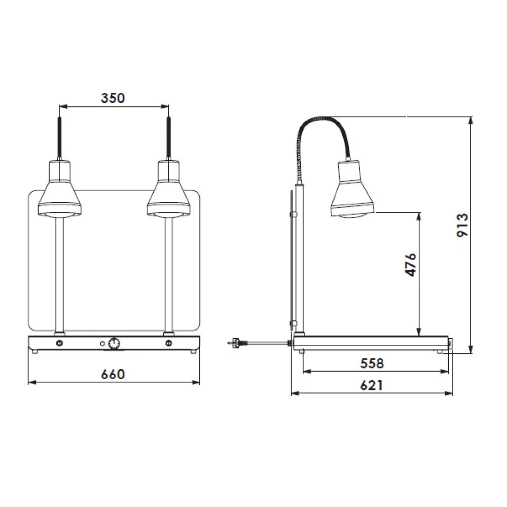 Helios Infrared Heating Plate with Adjustable Lamps