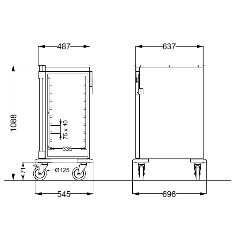 ШКАФ ИЗ НЕРЖАВЕЮЩЕЙ СТАЛИ НА КОЛЕСАХ ДЛЯ КОНТЕЙНЕРОВ GN NEUTROVEGA 1 SH C10