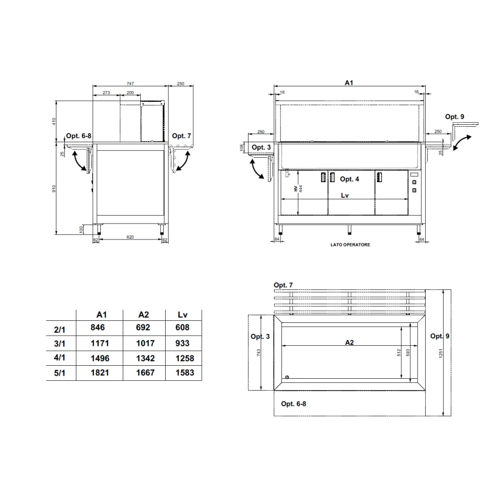 Buffet Chauffant Bain-Marie Ventilé OMNIA 2BM/SC