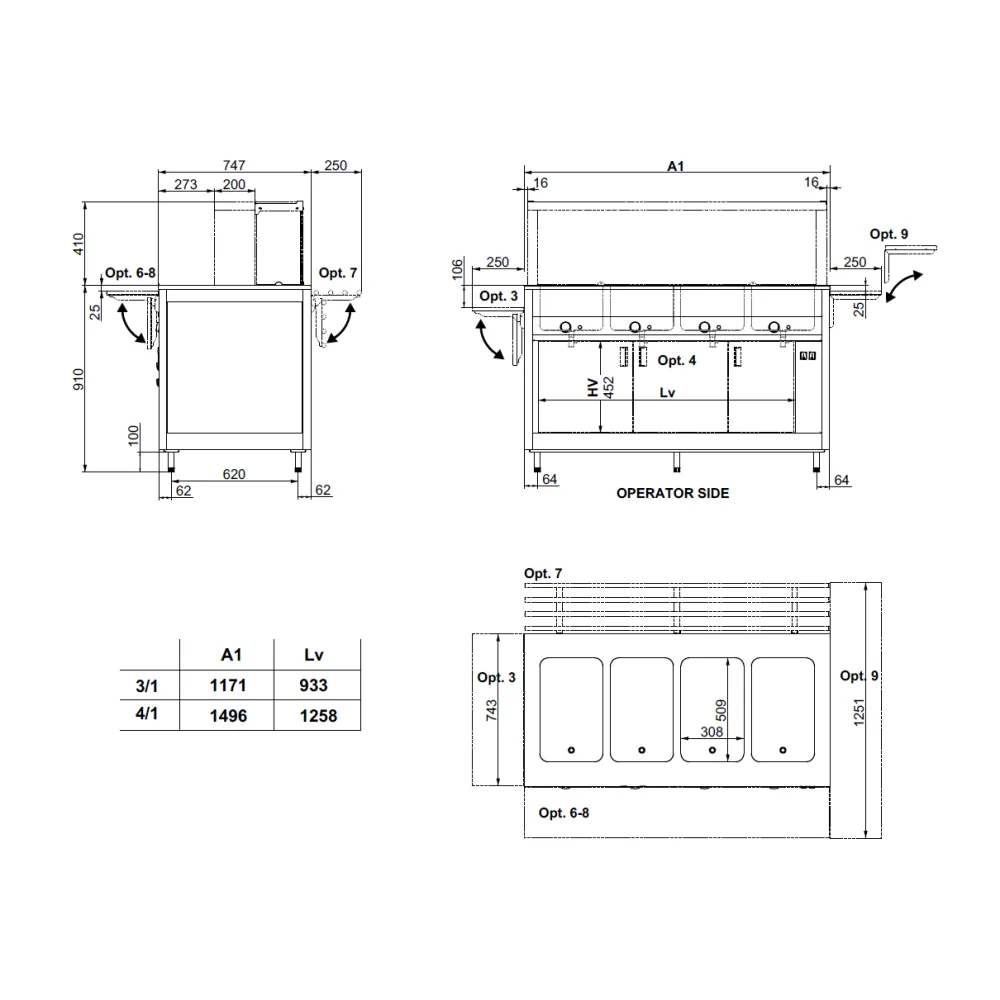Тепловая витрина BAIN-MARIE OMNIA 4BM с мармитами
