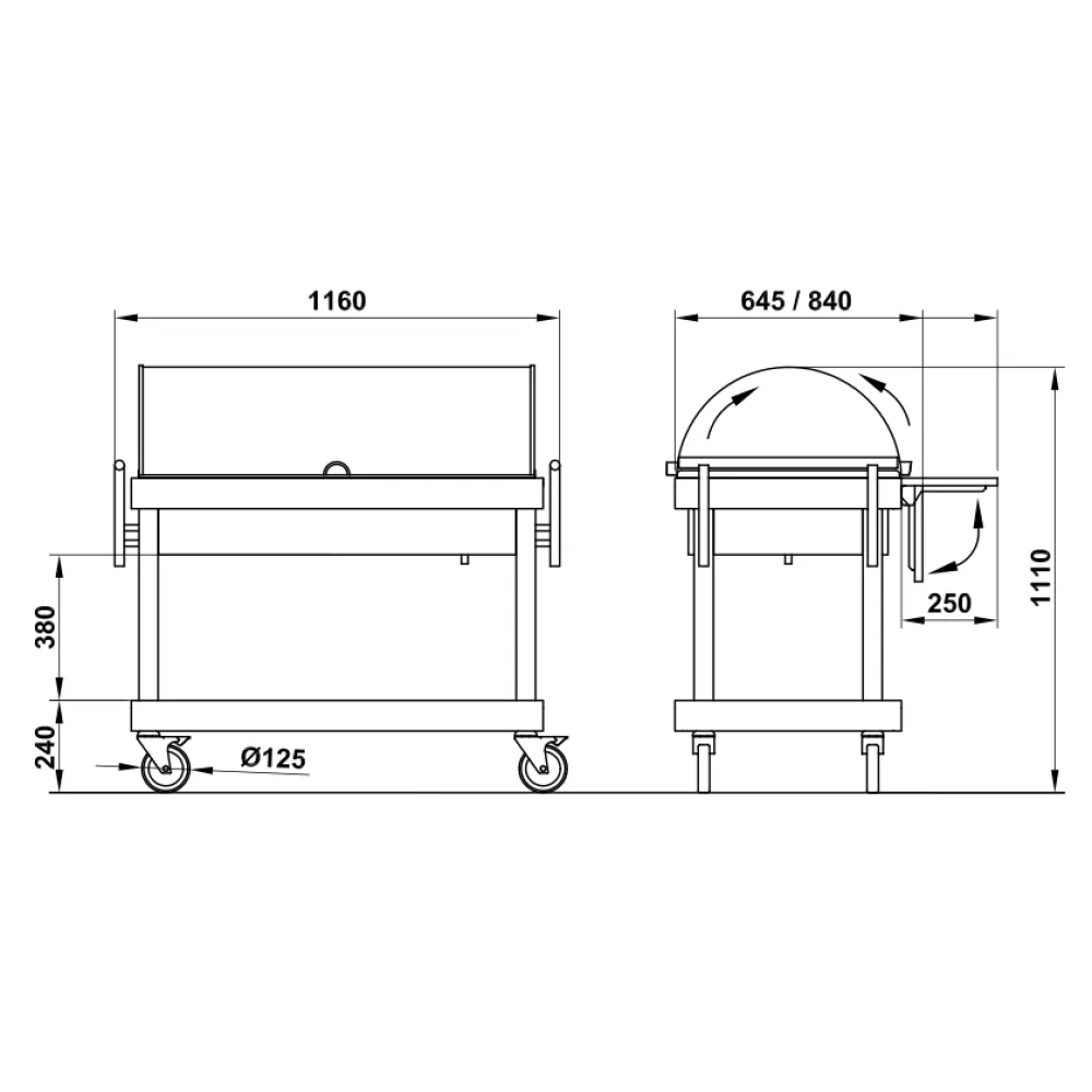 Elegant Serving Trolley with Glass Dome - Artemide EUT